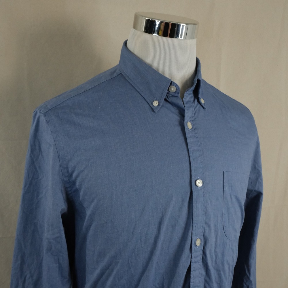 Charles Tyrwhitt Medium Extra Slim Fit Button Down Blue Cotton Shirt Casual Mens